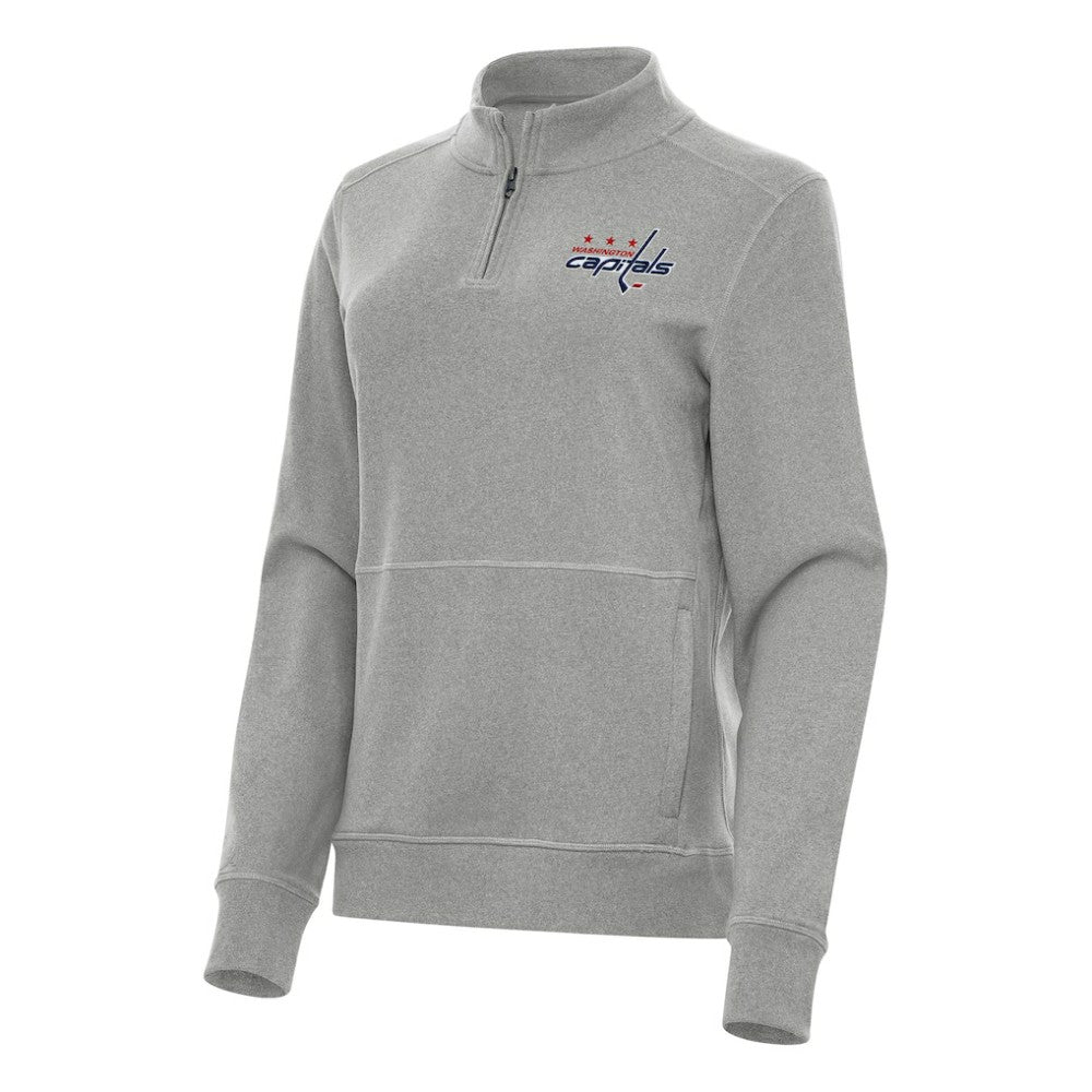 Washington Capitals Antigua Women's Crush Quarter-Zip Fleece Sweatshirt Heather Gray