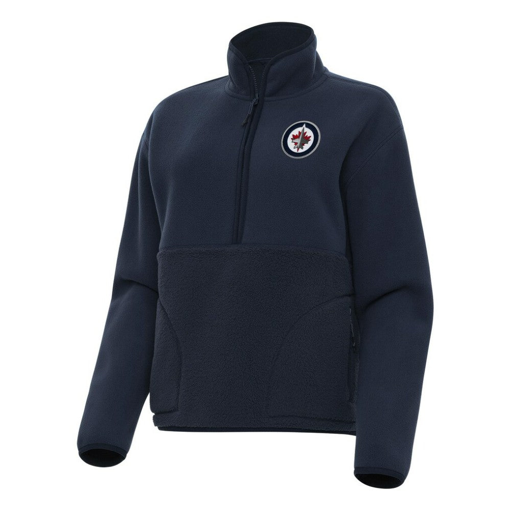 Winnipeg Jets Antigua Women's Figure Half-Zip Pullover Sweatshirt Navy
