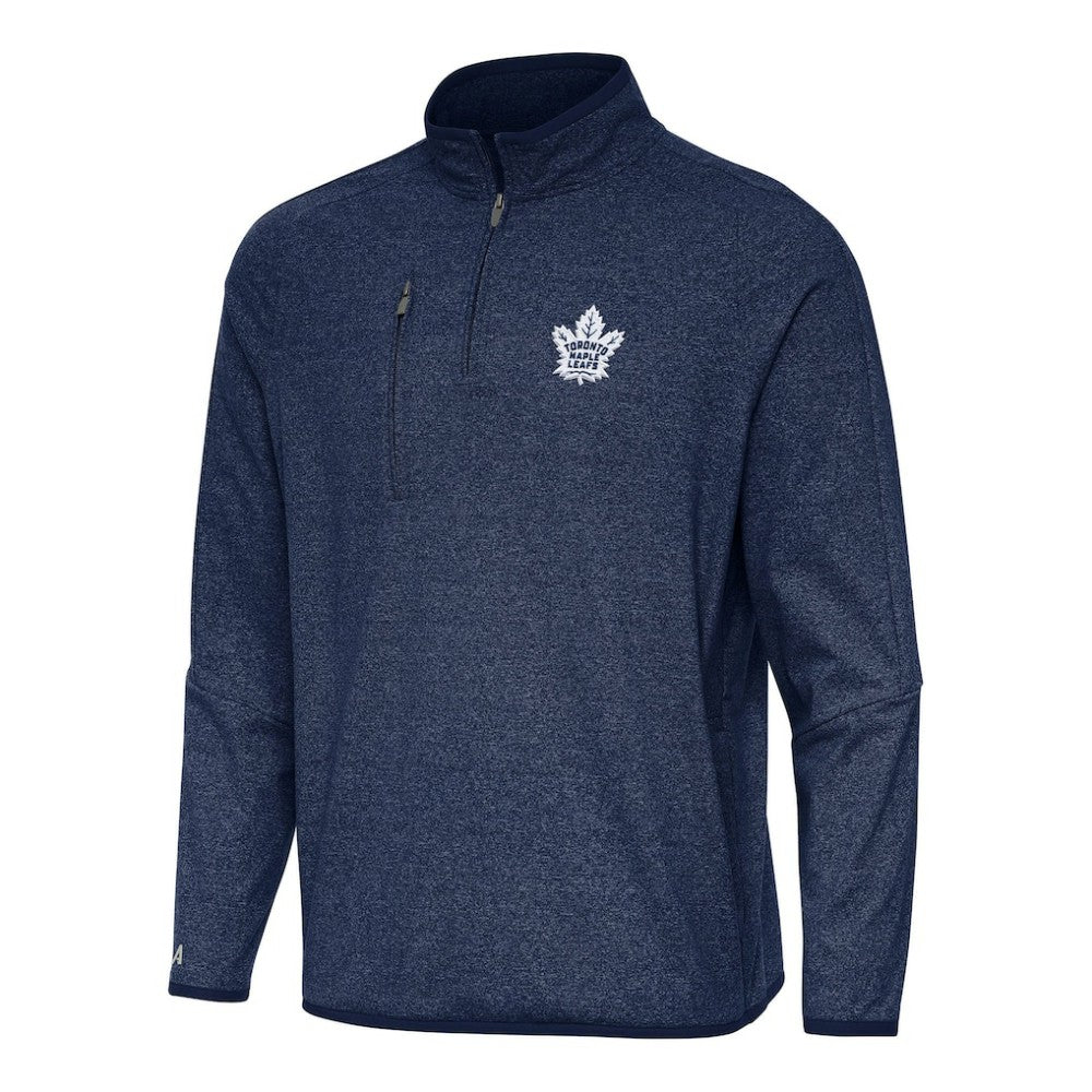 Toronto Maple Leafs Antigua Certain Quarter-Zip Tri-Blend Sweatshirt Heather Navy