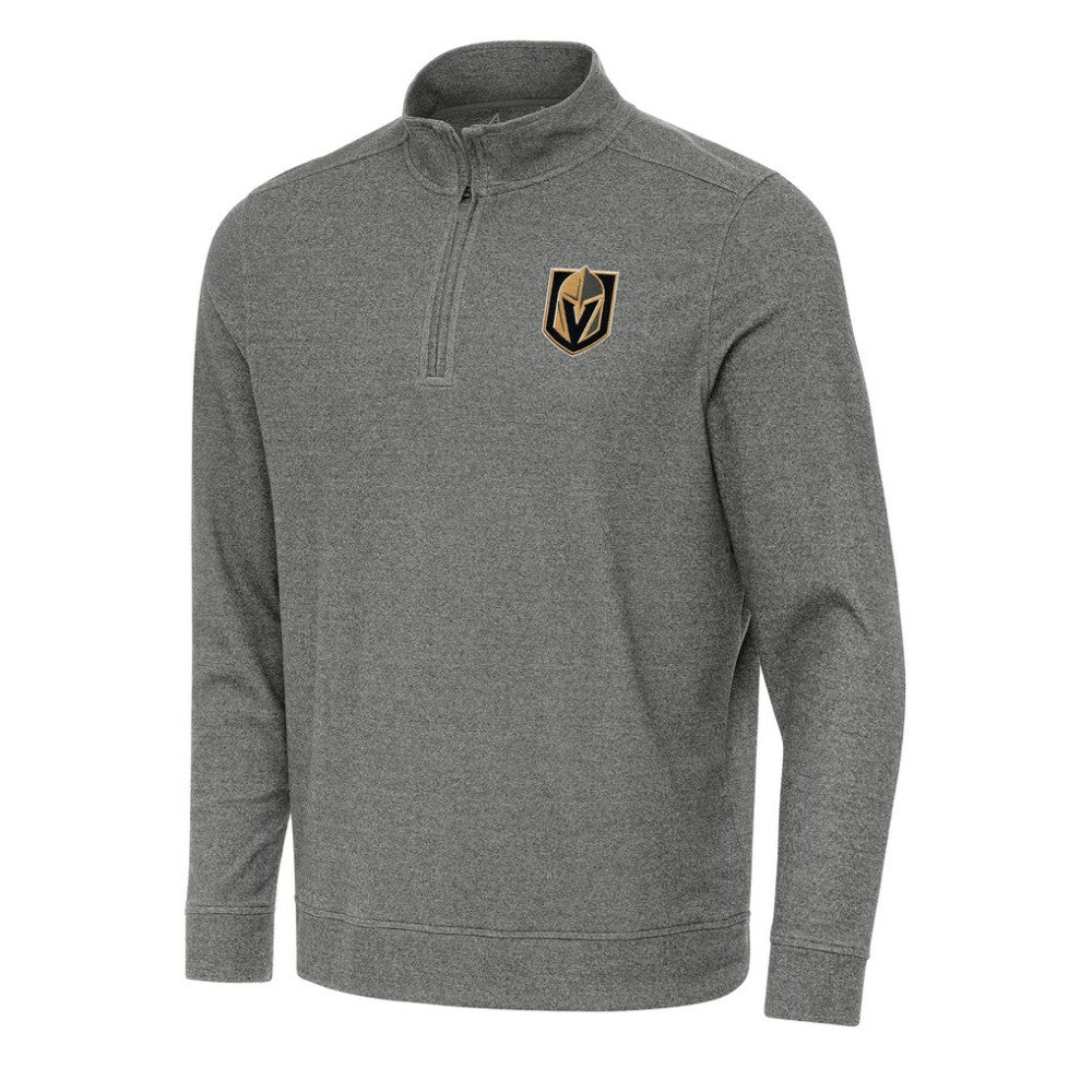 Vegas Golden Knights Antigua Subtle Quarter-Zip Sweatshirt Heather Black