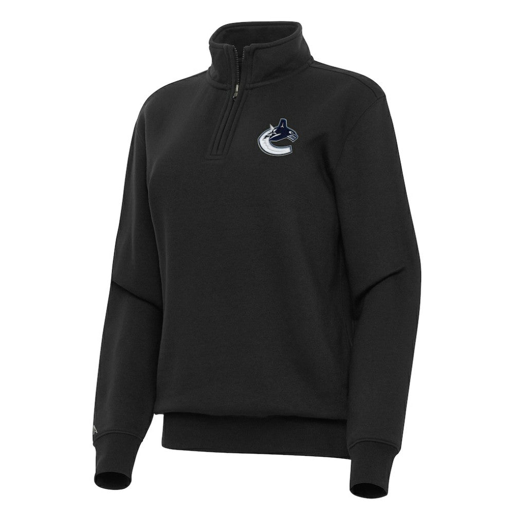 Vancouver Canucks Antigua Women's Victory Quarter-Zip Sweatshirt Black
