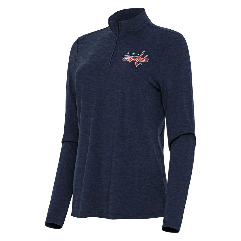 Washington Capitals Antigua Women's Bright Quarter-Zip Top Heather Navy