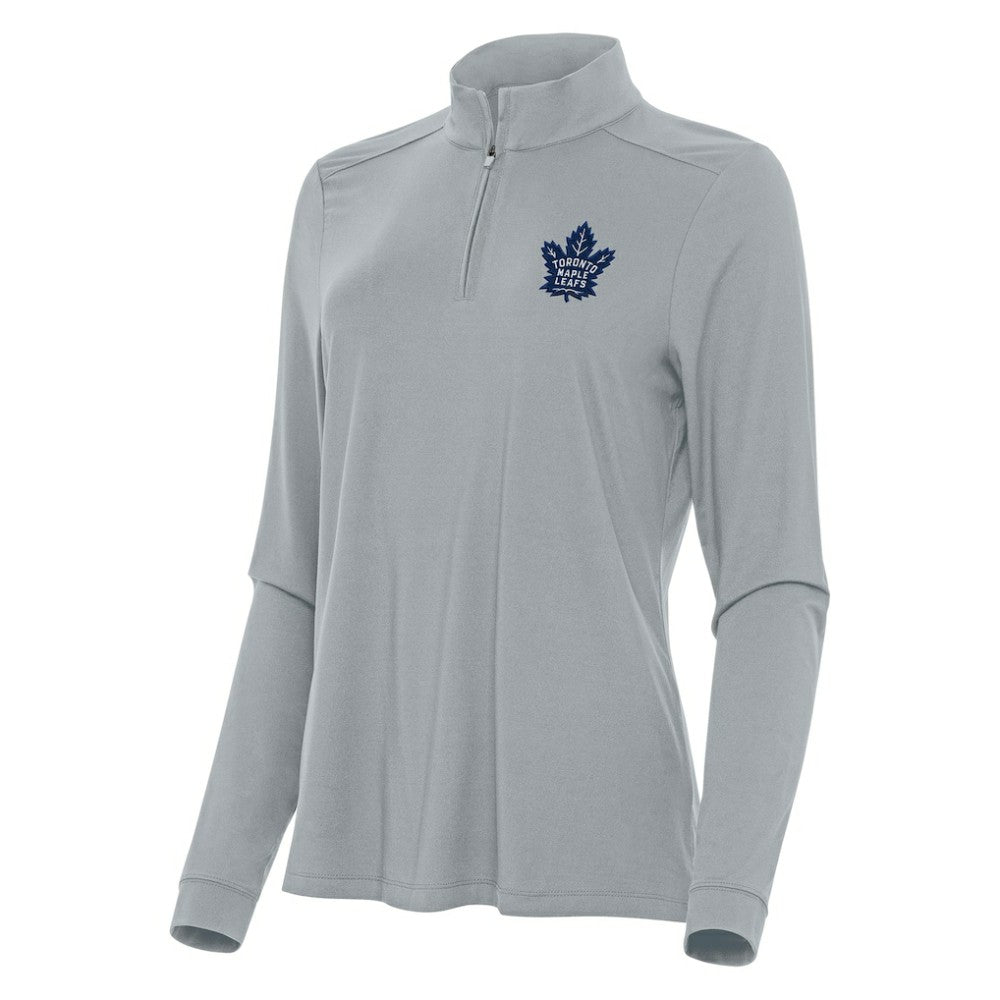 Toronto Maple Leafs Antigua Women's Intent Quarter-Zip Top Gray