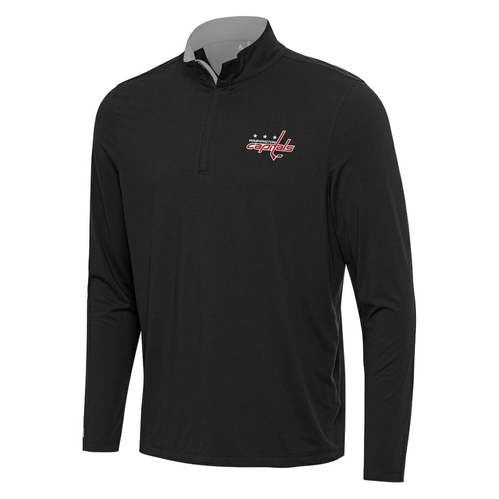 Washington Capitals Antigua Content Quarter-Zip Pullover Top Black/Gray