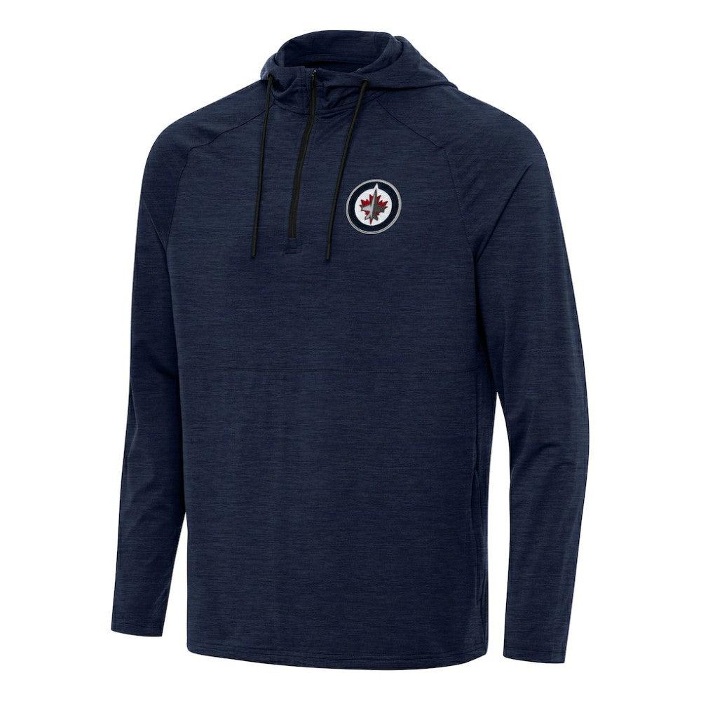 Winnipeg Jets Antigua Spikes Quarter-Zip Hoodie Heather Navy