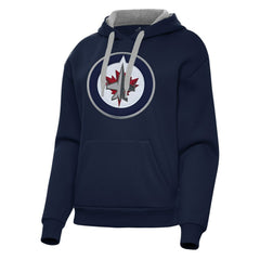 Winnipeg Jets Antigua Women's Victory Pullover Hoodie Navy
