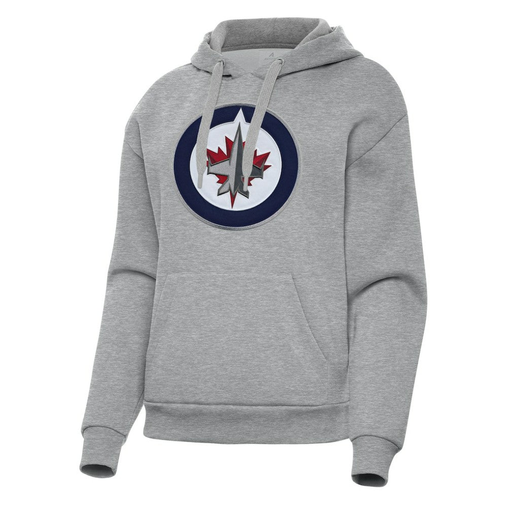Winnipeg Jets Antigua Women's Victory Pullover Hoodie Heather Gray