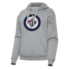 Winnipeg Jets Antigua Women's Victory Pullover Hoodie Heather Gray