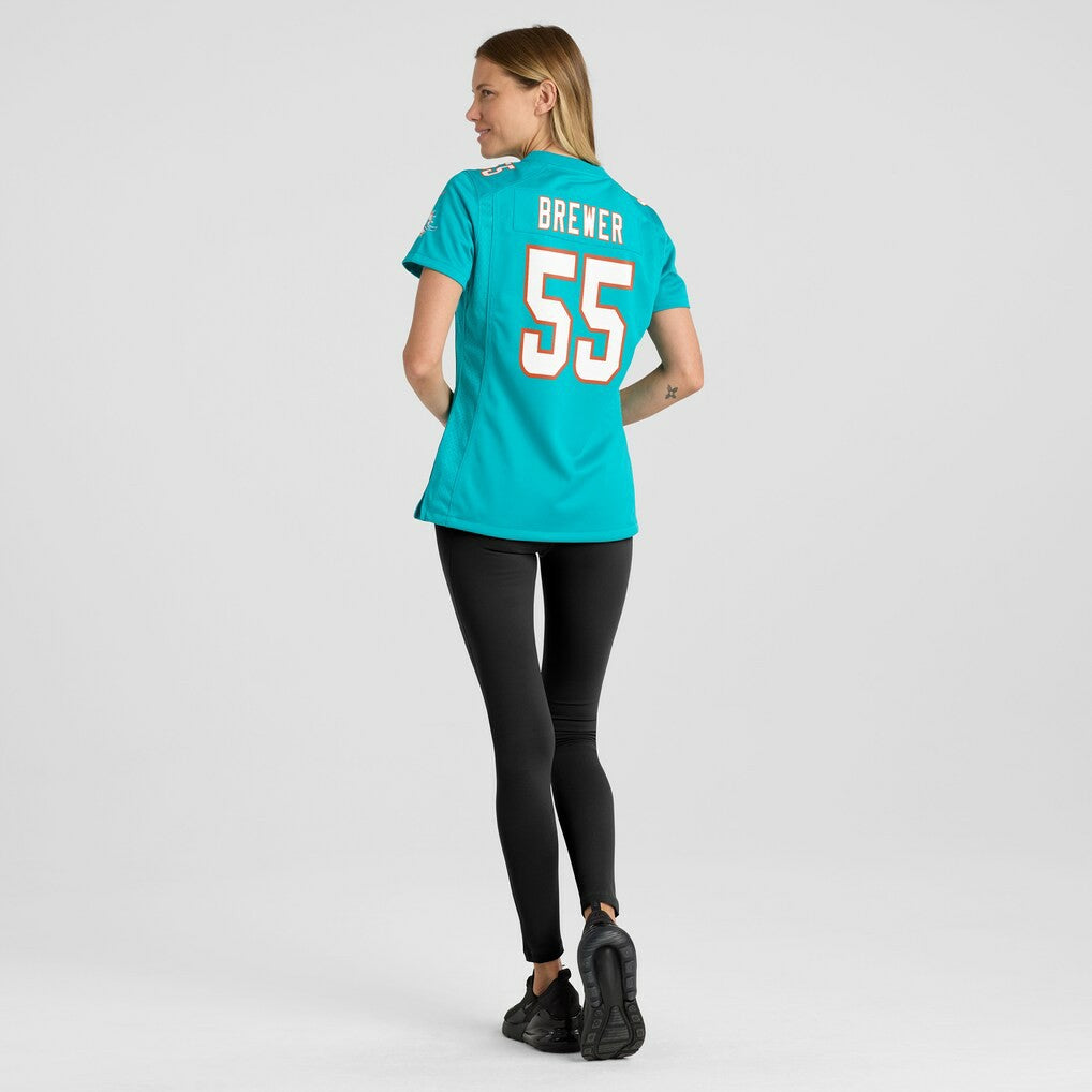 Aaron Brewer Miami Dolphins Women's Game Jersey - Aqua