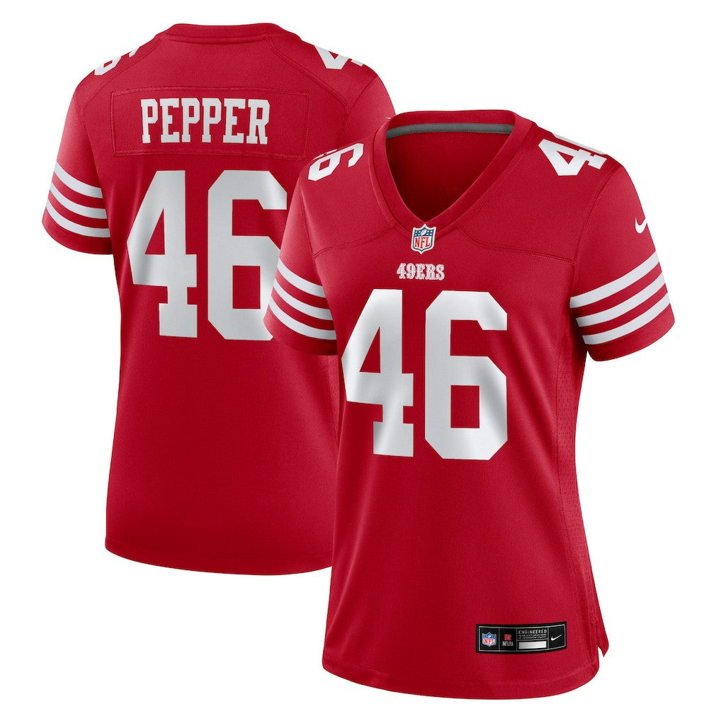 Taybor Pepper San Francisco 49ers Women's Team Game Jersey - Scarlet