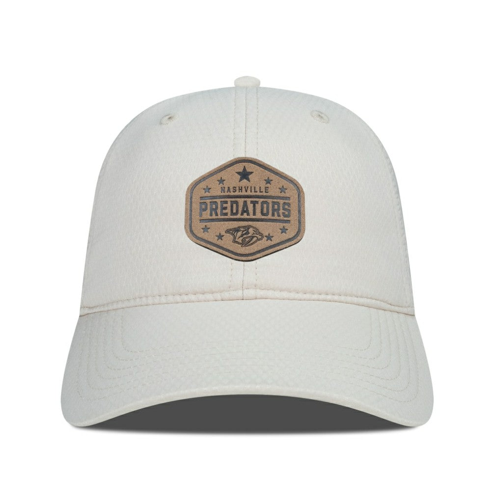 Nashville Predators Men's Levelwear Faux Leather Patch Unstructured Adjustable Hat Cream