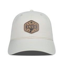 St. Louis Blues Men's Levelwear Faux Leather Patch Unstructured Adjustable Hat Cream