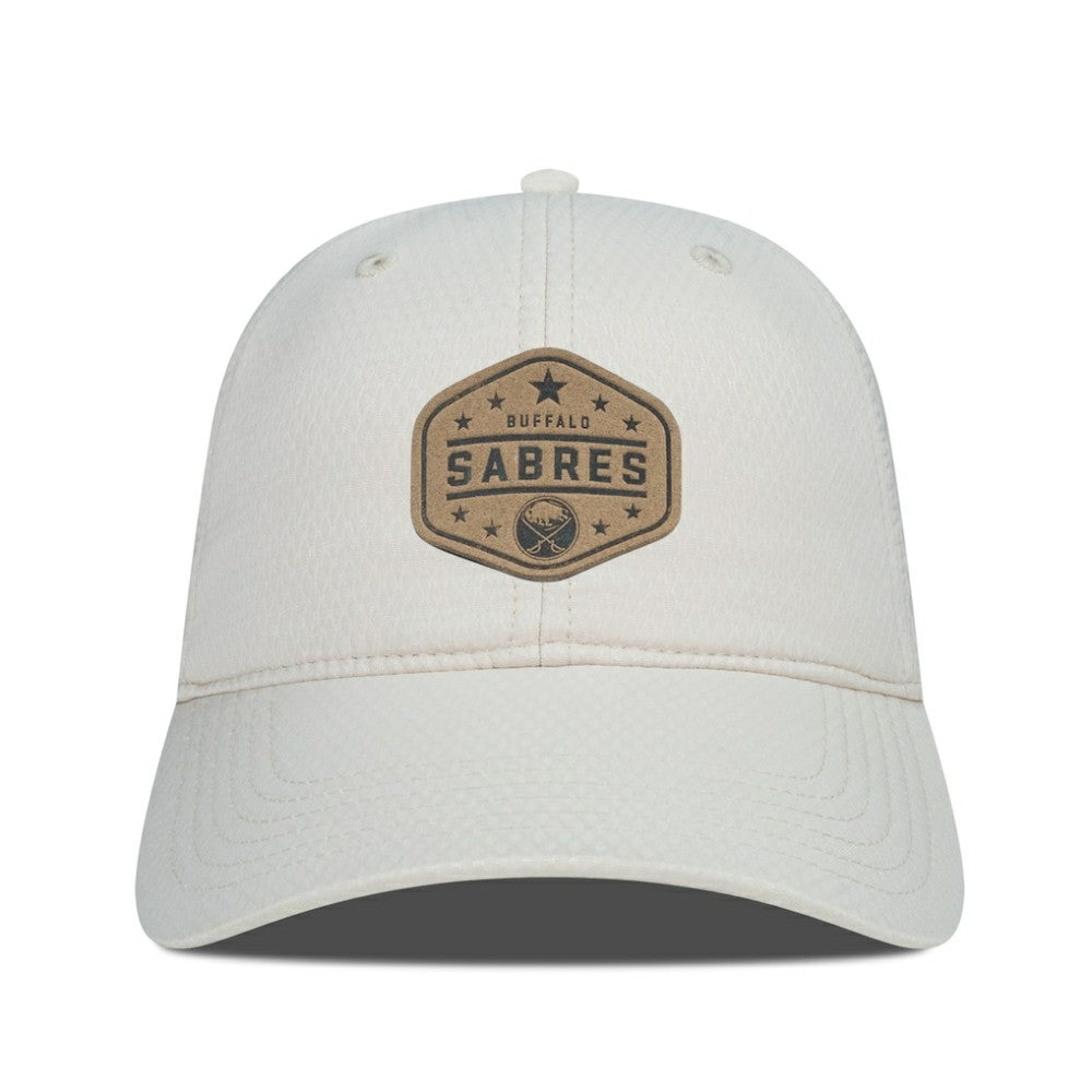 Buffalo Sabres Men's Levelwear Faux Leather Patch Unstructured Adjustable Hat Cream