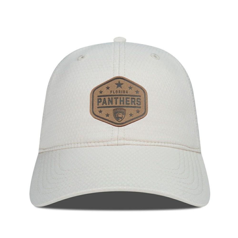 Florida Panthers Men's Levelwear Faux Leather Patch Unstructured Adjustable Hat Cream