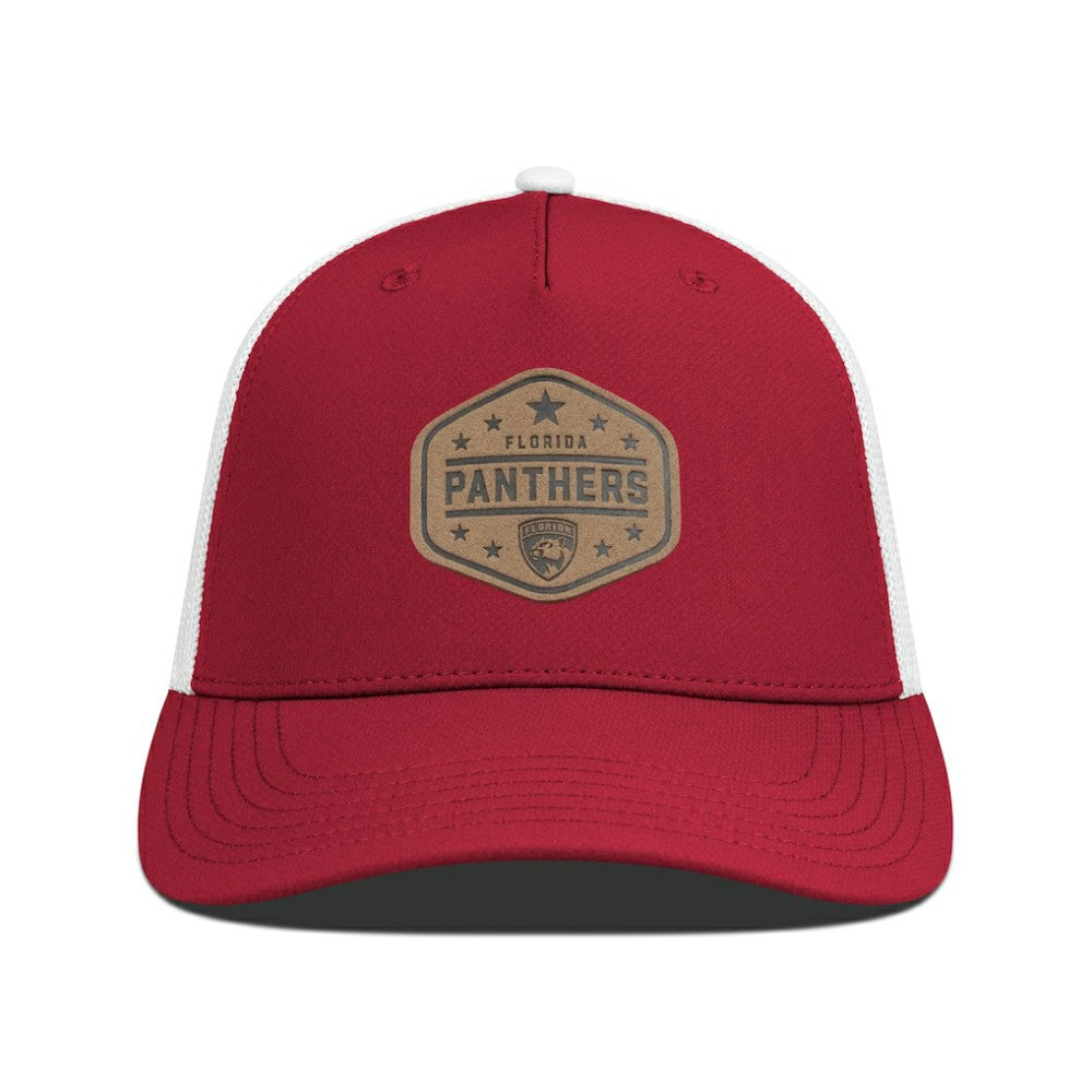Florida Panthers Men's Levelwear Faux Leather Patch Structured Adjustable Hat Red