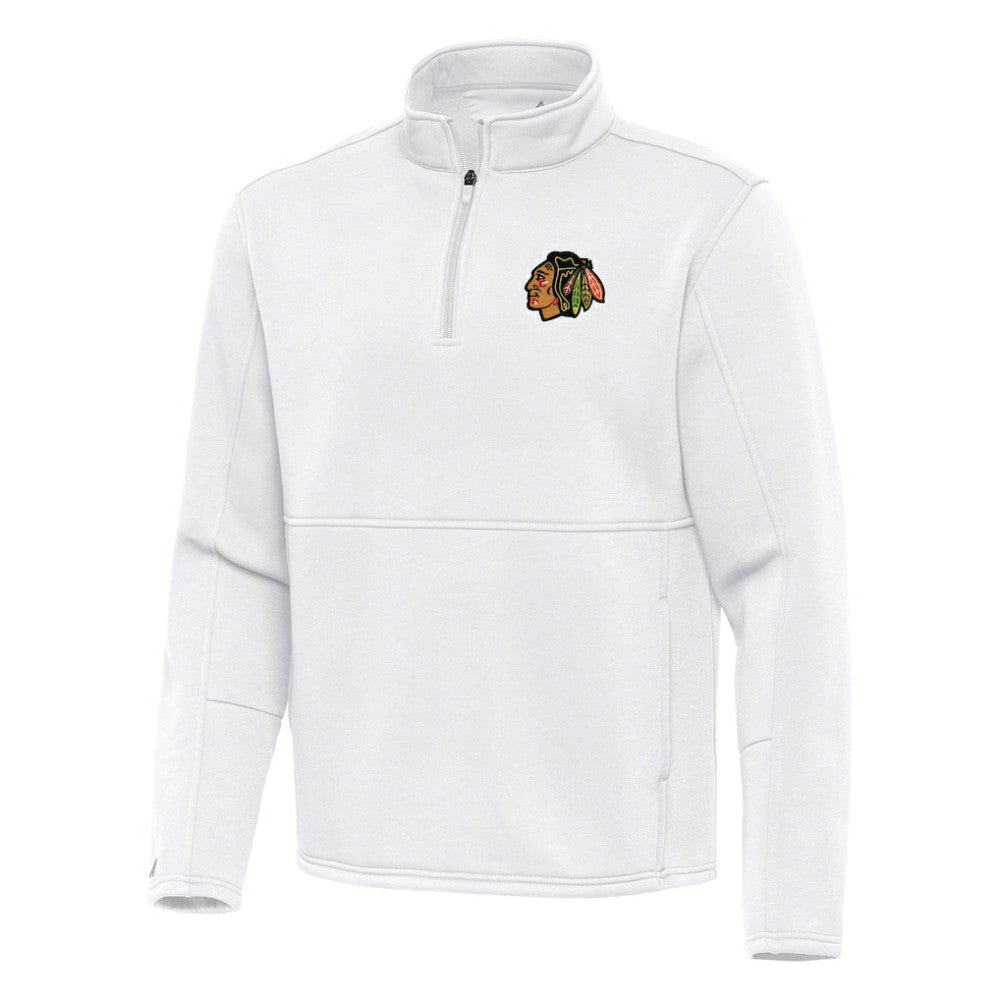 Chicago Blackhawks Antigua Twist Quarter-Zip Pullover Jacket White