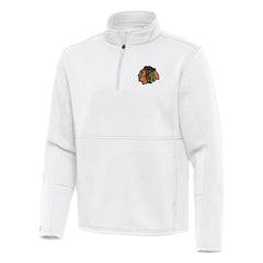 Chicago Blackhawks Antigua Twist Quarter-Zip Pullover Jacket White