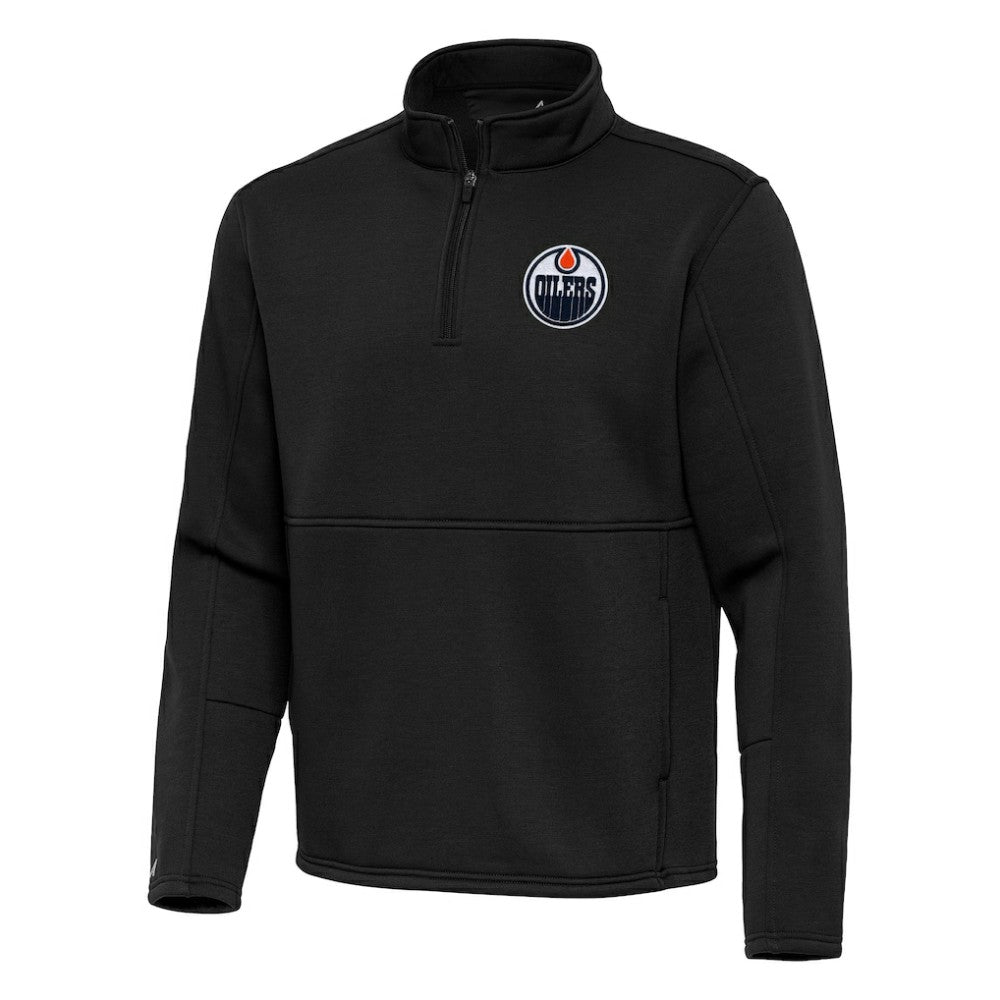 Edmonton Oilers Antigua Twist Quarter-Zip Pullover Jacket Black