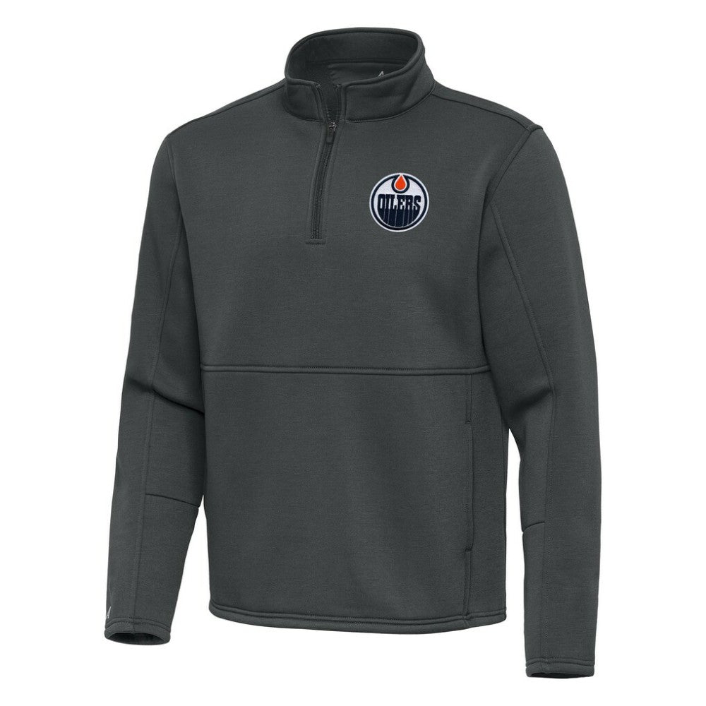 Edmonton Oilers Antigua Twist Quarter-Zip Pullover Jacket Pewter