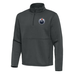 Edmonton Oilers Antigua Twist Quarter-Zip Pullover Jacket Pewter