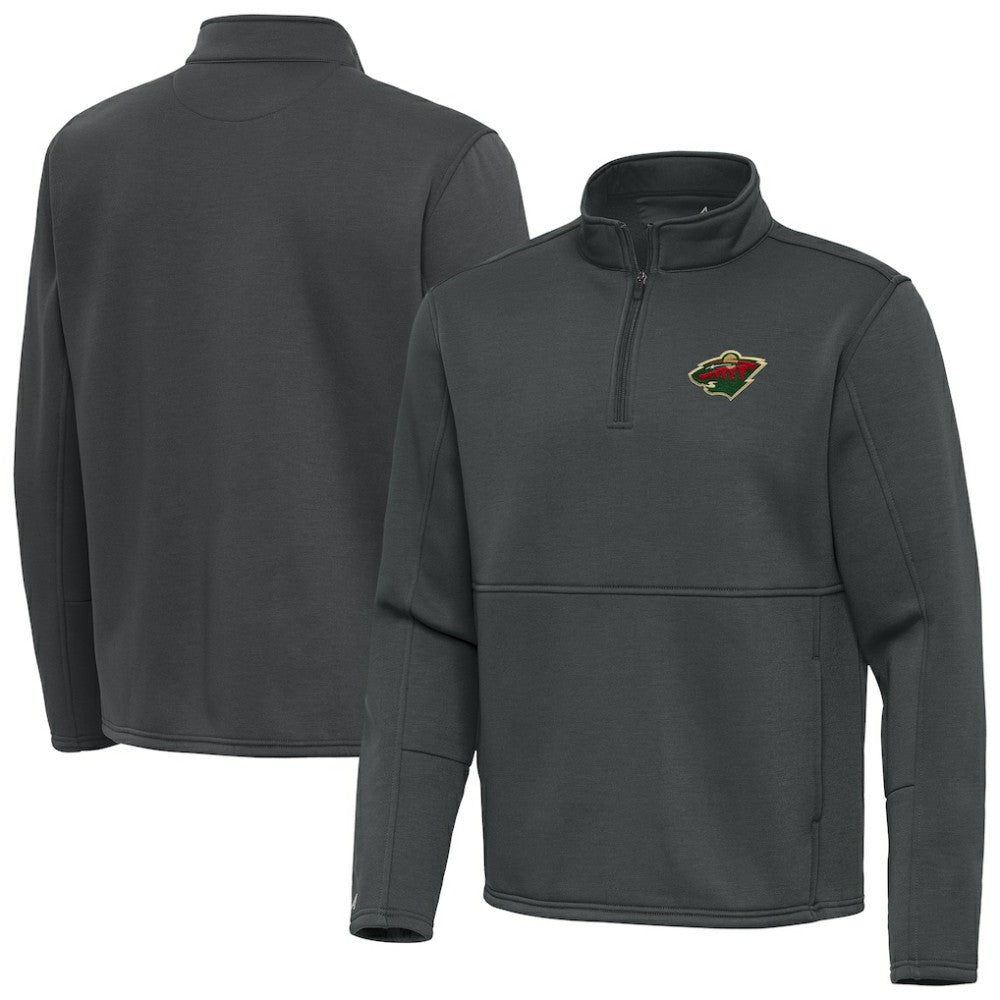 Minnesota Wild Antigua Twist Quarter-Zip Pullover Jacket Pewter