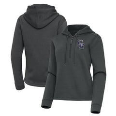 Colorado Rockies Antigua Women's Contemporary Quarter-Zip Hoodie Pewter
