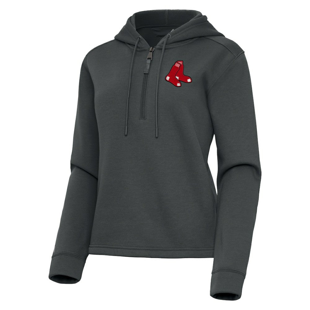 Boston Red Sox Antigua Women's Contemporary Quarter-Zip Hoodie Pewter