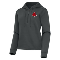 Boston Red Sox Antigua Women's Contemporary Quarter-Zip Hoodie Pewter