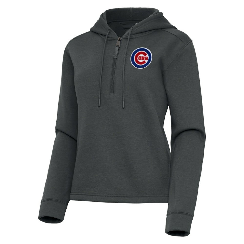 Chicago Cubs Antigua Women's Contemporary Quarter-Zip Hoodie Pewter