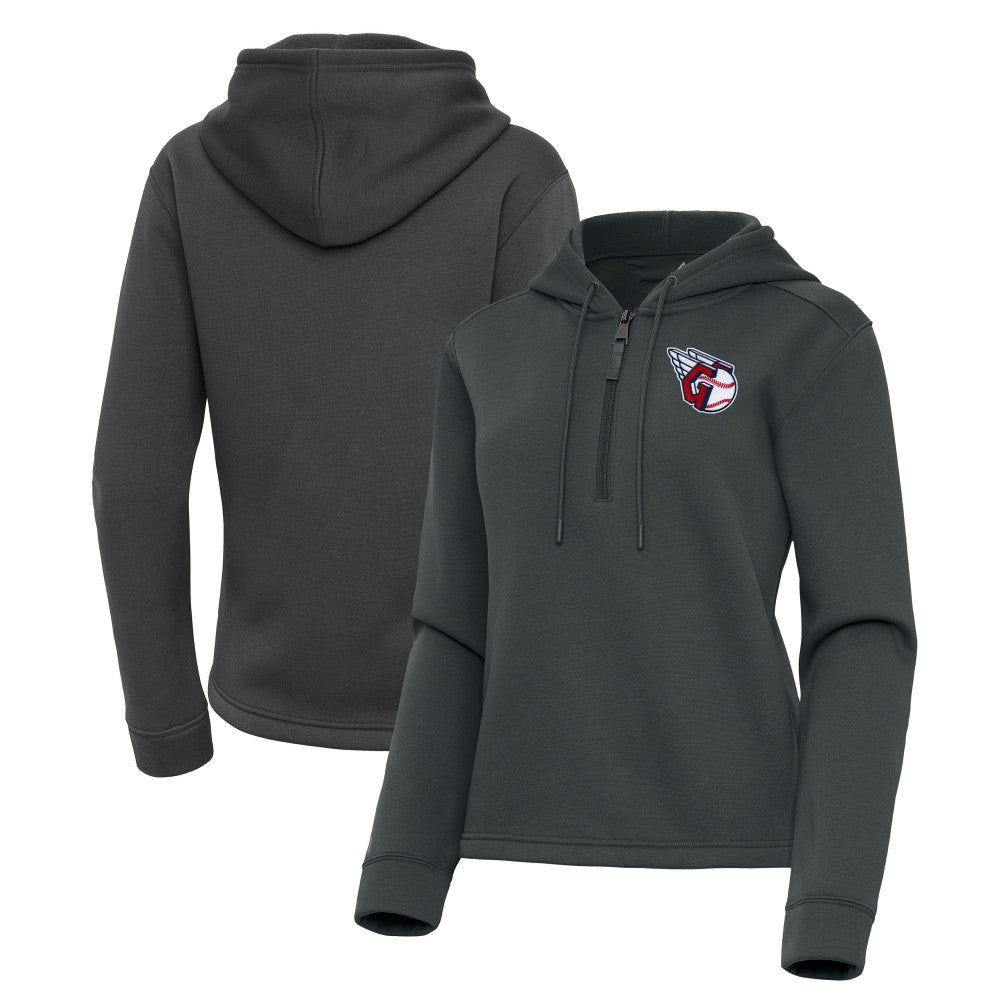 Cleveland Guardians Antigua Women's Contemporary Quarter-Zip Hoodie Pewter