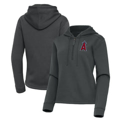 Los Angeles Angels Antigua Women's Contemporary Quarter-Zip Hoodie Pewter