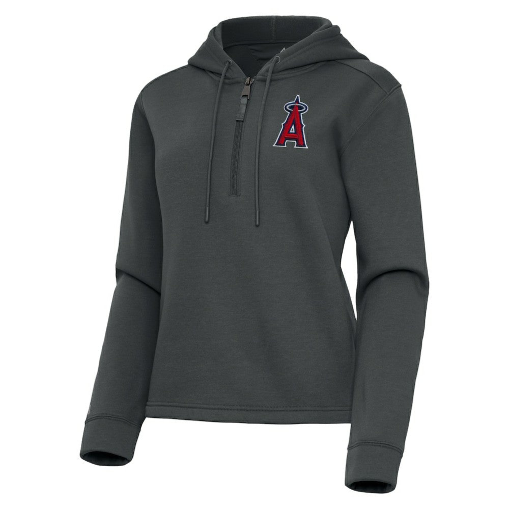 Los Angeles Angels Antigua Women's Contemporary Quarter-Zip Hoodie Pewter