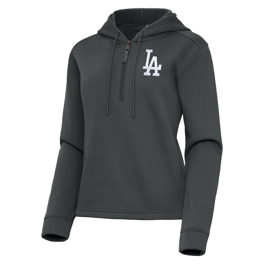 Los Angeles Dodgers Antigua Women's Contemporary Quarter-Zip Hoodie Pewter