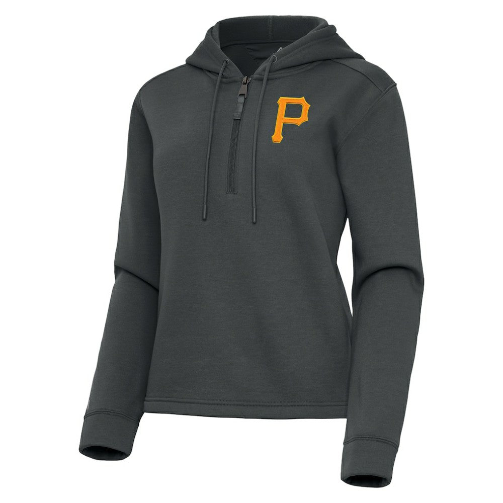 Pittsburgh Pirates Antigua Women's Contemporary Quarter-Zip Hoodie Pewter