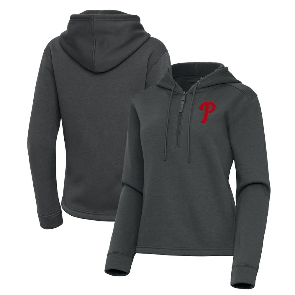Philadelphia Phillies Antigua Women's Contemporary Quarter-Zip Hoodie Pewter
