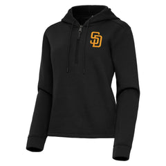 San Diego Padres Antigua Women's Contemporary Quarter-Zip Hoodie Black