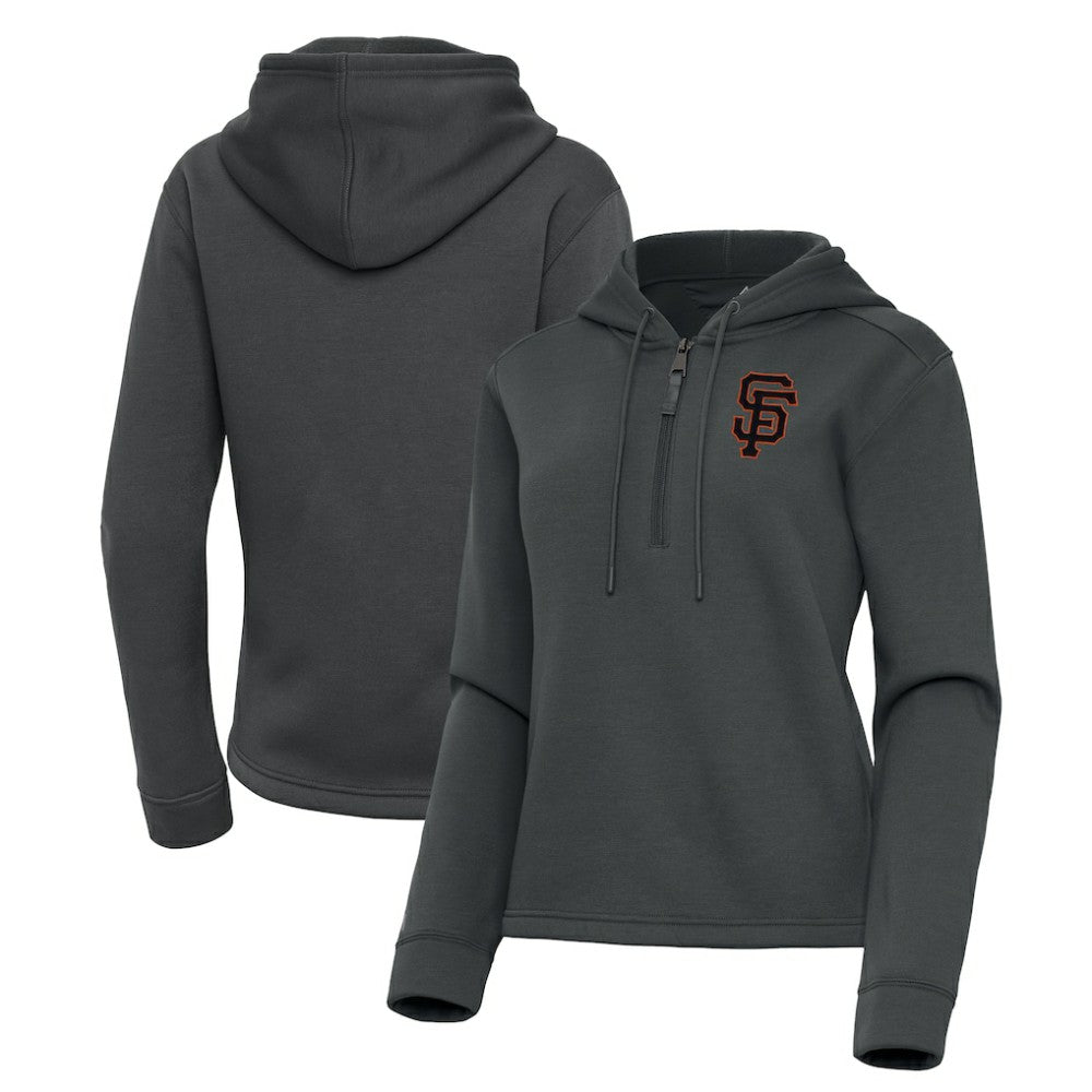 San Francisco Giants Antigua Women's Contemporary Quarter-Zip Hoodie Pewter