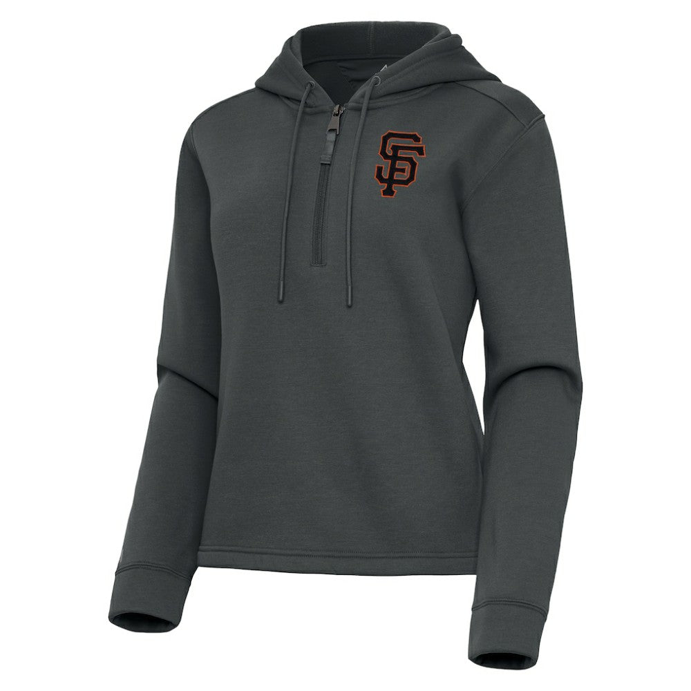 San Francisco Giants Antigua Women's Contemporary Quarter-Zip Hoodie Pewter