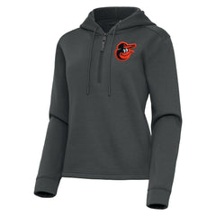 Baltimore Orioles Antigua Women's Contemporary Quarter-Zip Hoodie Pewter