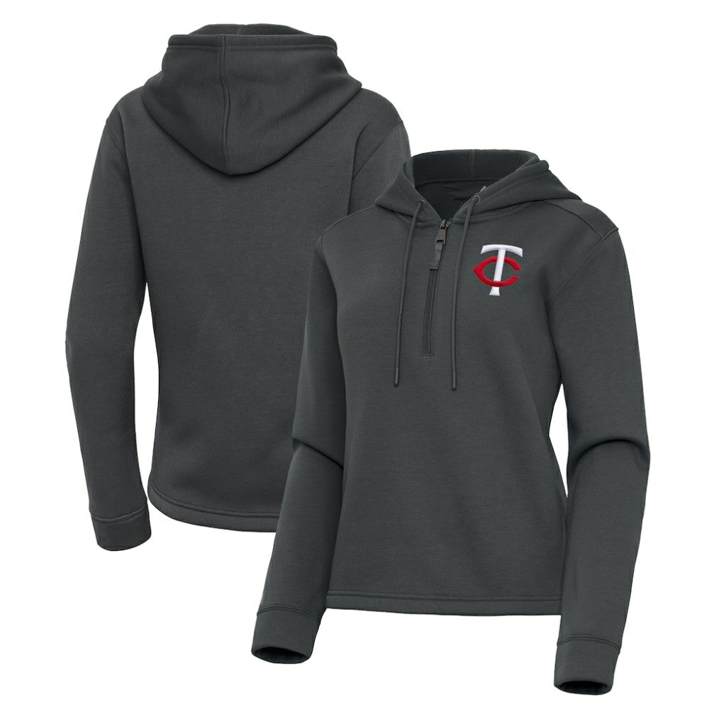 Minnesota Twins Antigua Women's Contemporary Quarter-Zip Hoodie Pewter