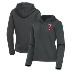 Minnesota Twins Antigua Women's Contemporary Quarter-Zip Hoodie Pewter
