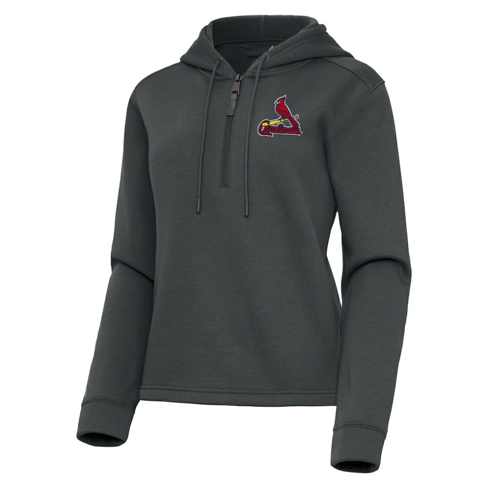 St. Louis Cardinals Antigua Women's Contemporary Quarter-Zip Hoodie Pewter