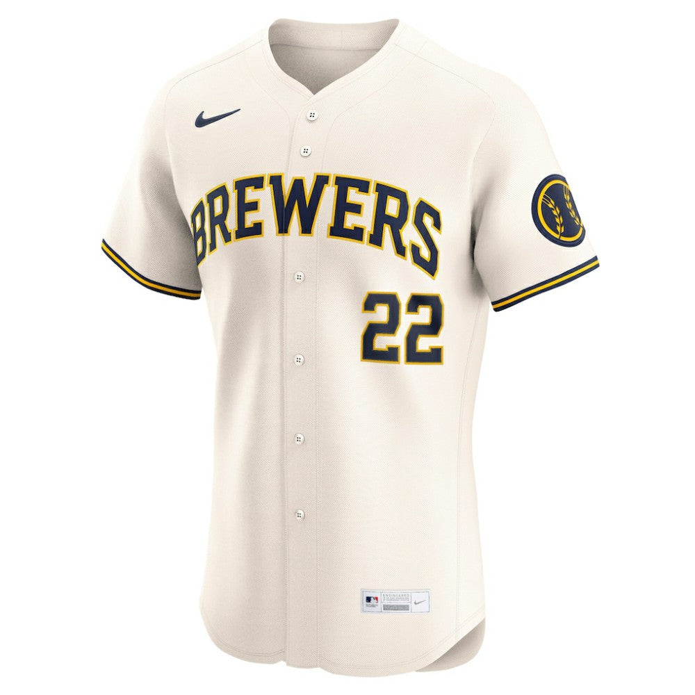 Christian Yelich Milwaukee Brewers Home Elite Player Jersey Cream | Nike