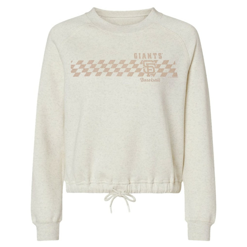 San Francisco Giants Soft as a Grape Women's Tonal Checkered Sweatshirt Natural
