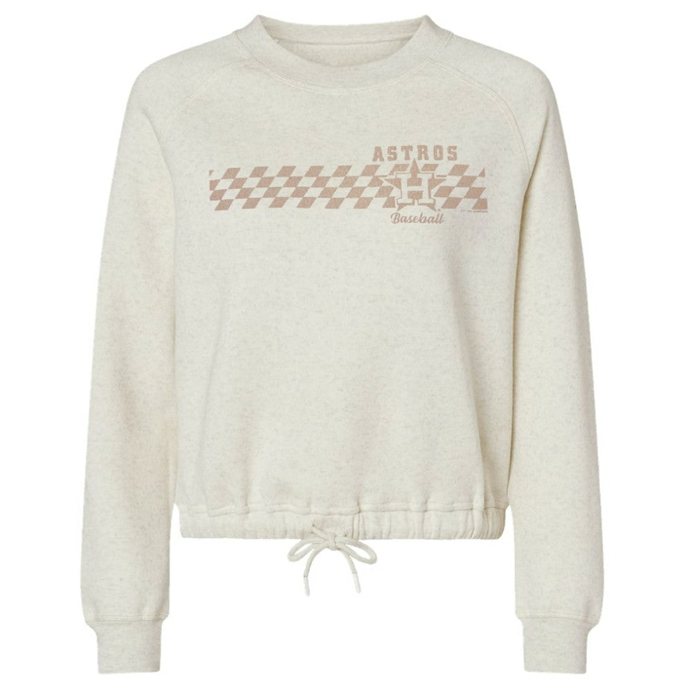 Houston Astros Soft as a Grape Women's Tonal Checkered Sweatshirt Natural