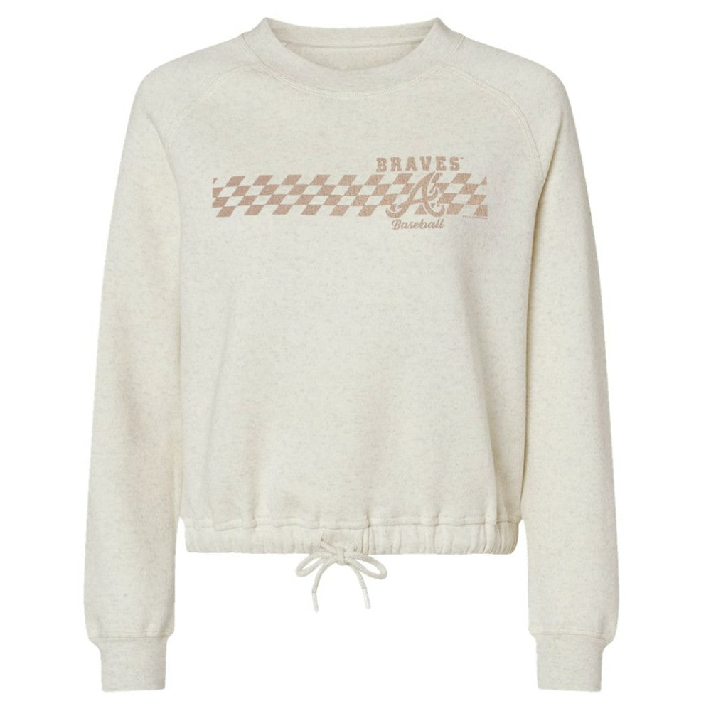 Atlanta Braves Soft as a Grape Women's Tonal Checkered Sweatshirt Natural