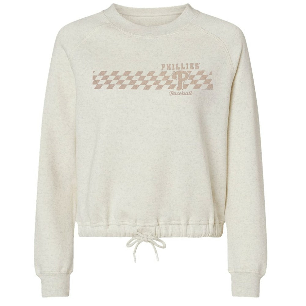 Philadelphia Phillies Soft as a Grape Women's Tonal Checkered Sweatshirt Natural