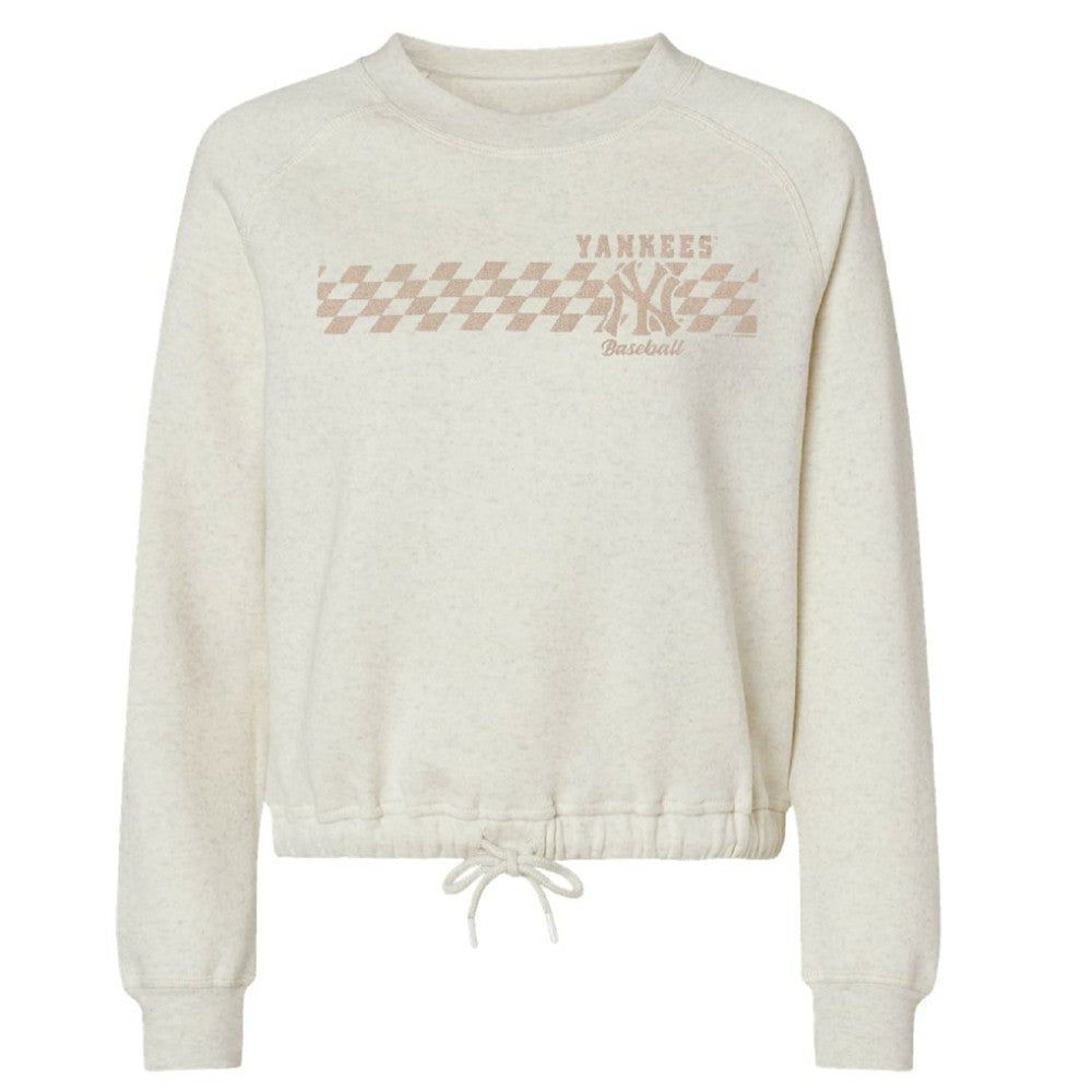 New York Yankees Soft as a Grape Women's Tonal Checkered Sweatshirt Natural