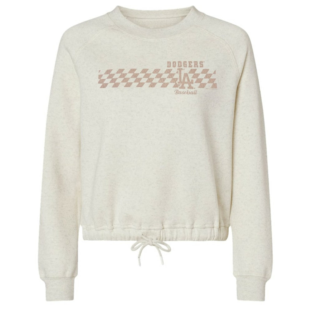 Los Angeles Dodgers Soft as a Grape Women's Tonal Checkered Sweatshirt Natural