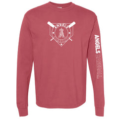 Los Angeles Angels Soft as a Grape Women's Pigment Dye Long Sleeve T-Shirt Red